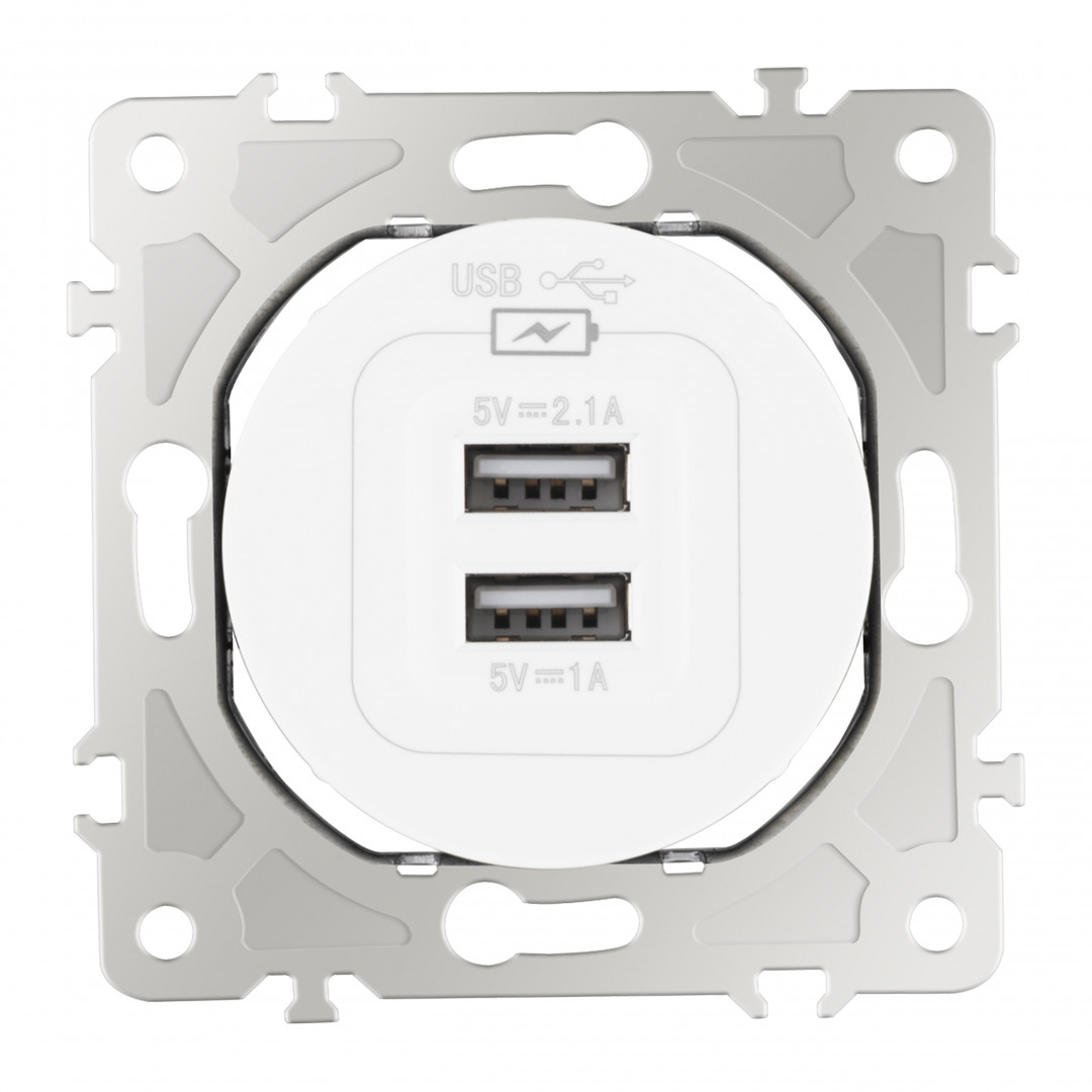 Розетка USB 2.1А+1А Arte Milano 202.46-1.white