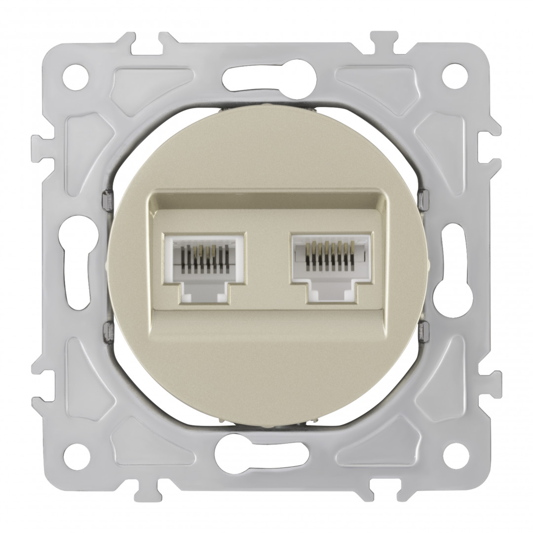 Розетка телефонная RJ11 + компьютерная RJ45 Arte Milano 202.44-1.shampan
