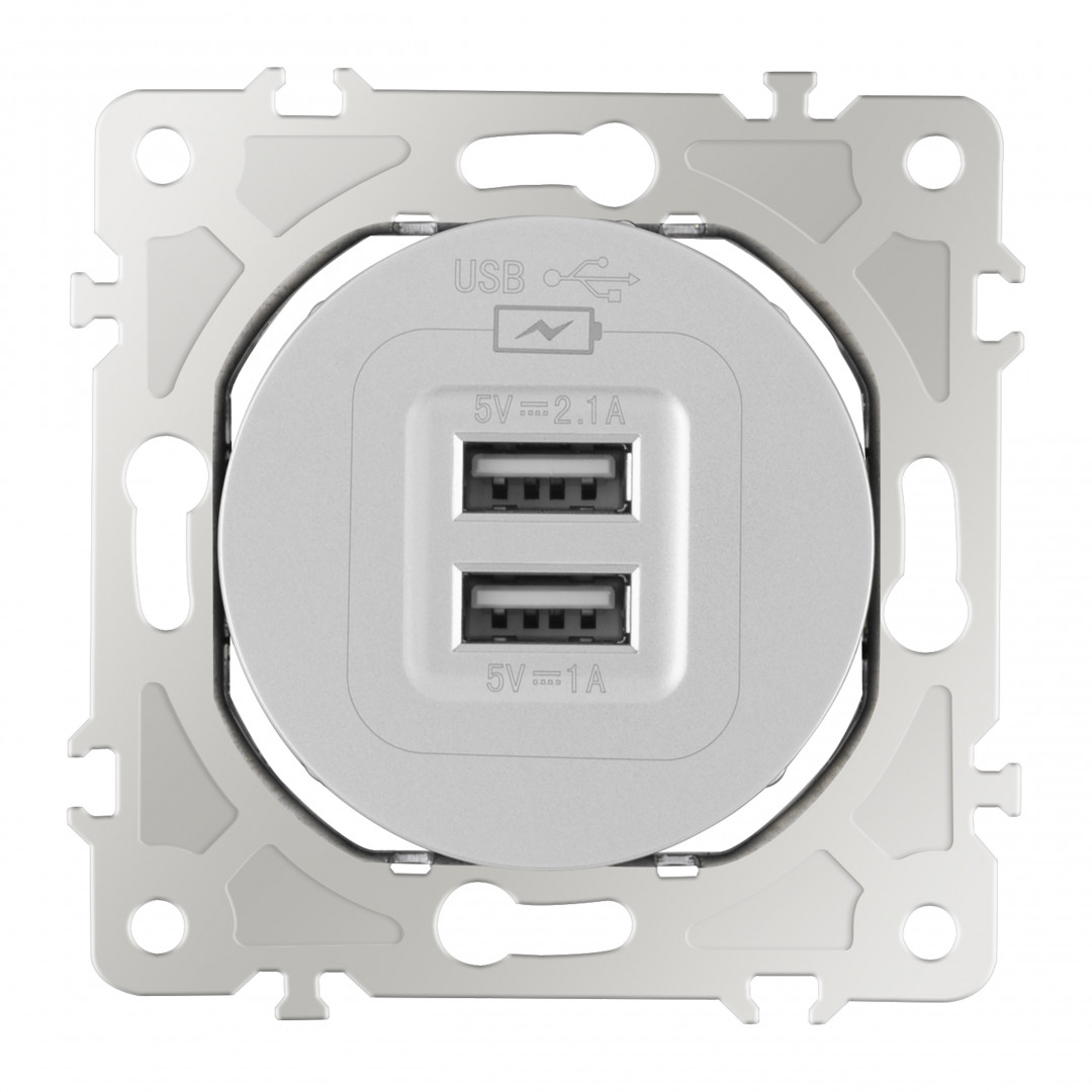 Розетка USB 2.1А+1А Arte Milano 202.46-1.silver