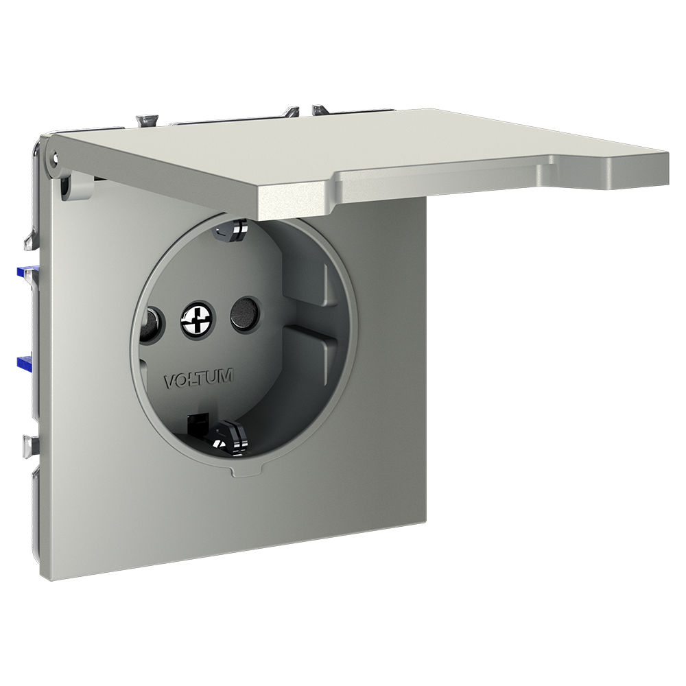 Розетка с защитными шторками и крышкой Voltum S70 VLS040304 (шелк)