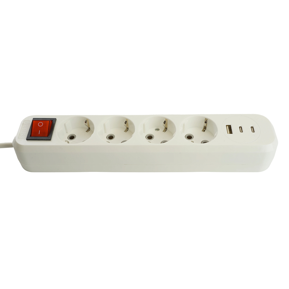 Удлинитель 4-местный с/з с выключателем Stekker Home HM071-41-02 50139
