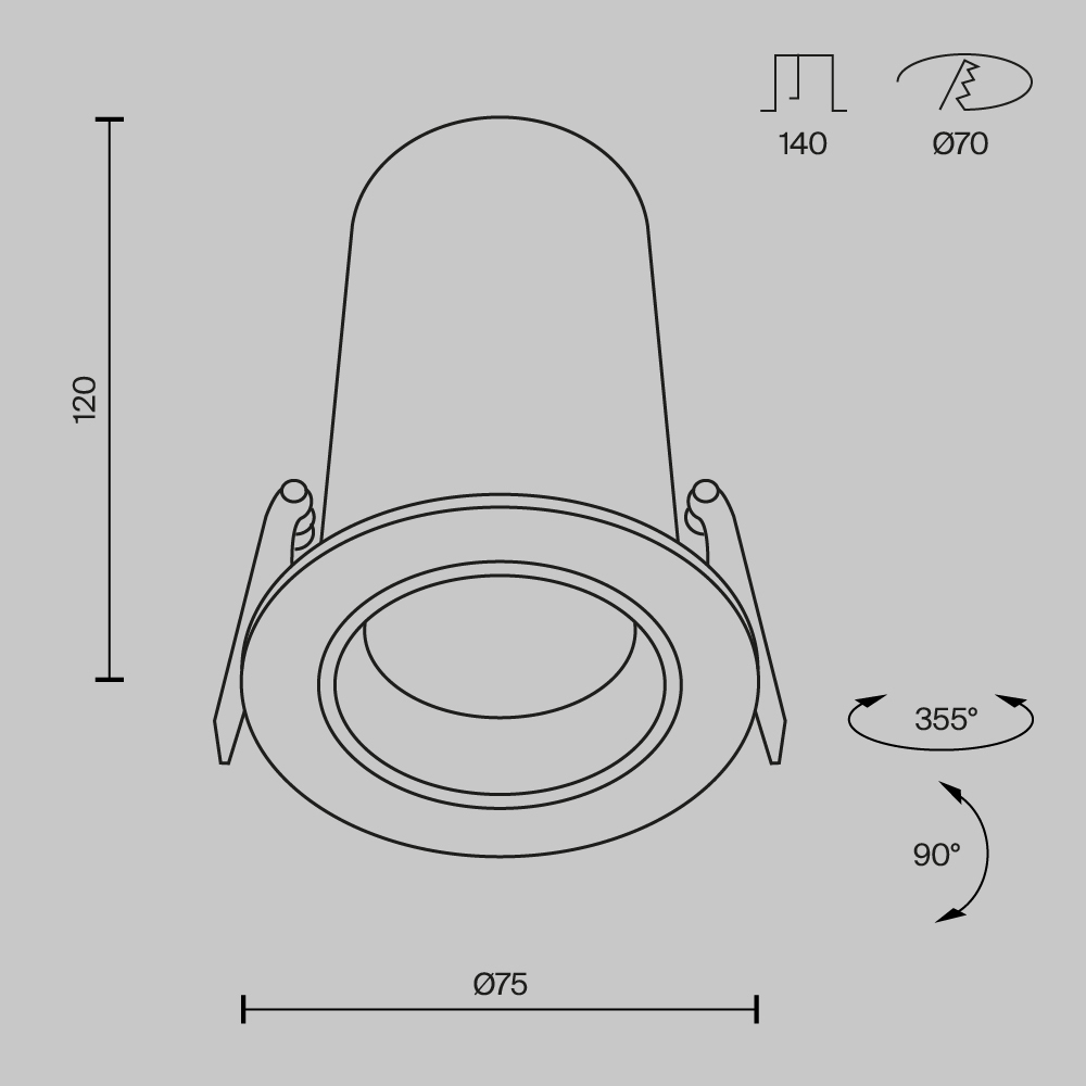 Встраиваемый спот Maytoni Technical Focus Led DL125-L12-3K-B
