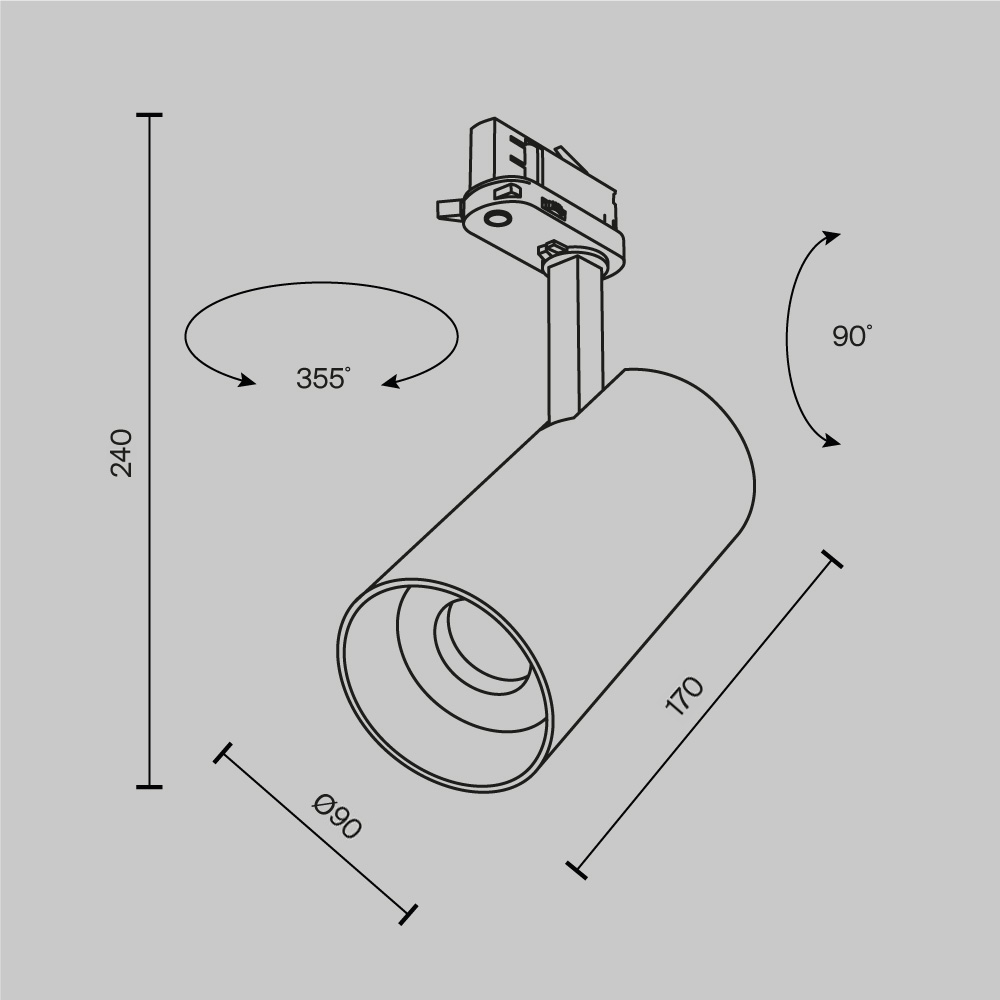 Трековый трехфазный светильник Maytoni Technical Focus Led TR197-3-40WCCT-M-B