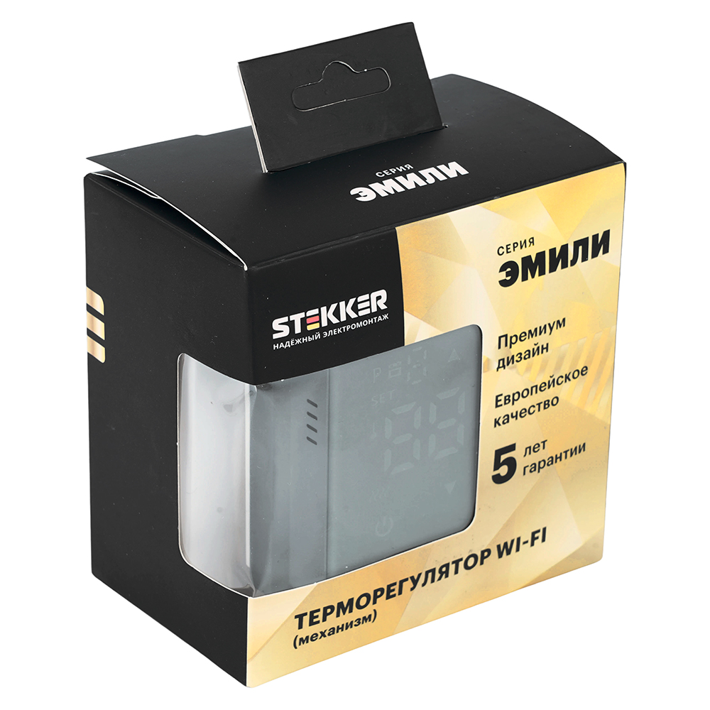 Терморегулятор Wi-Fi (механизм) Stekker Эмили RSW00-5119-10 платиново-серый soft touch 50378