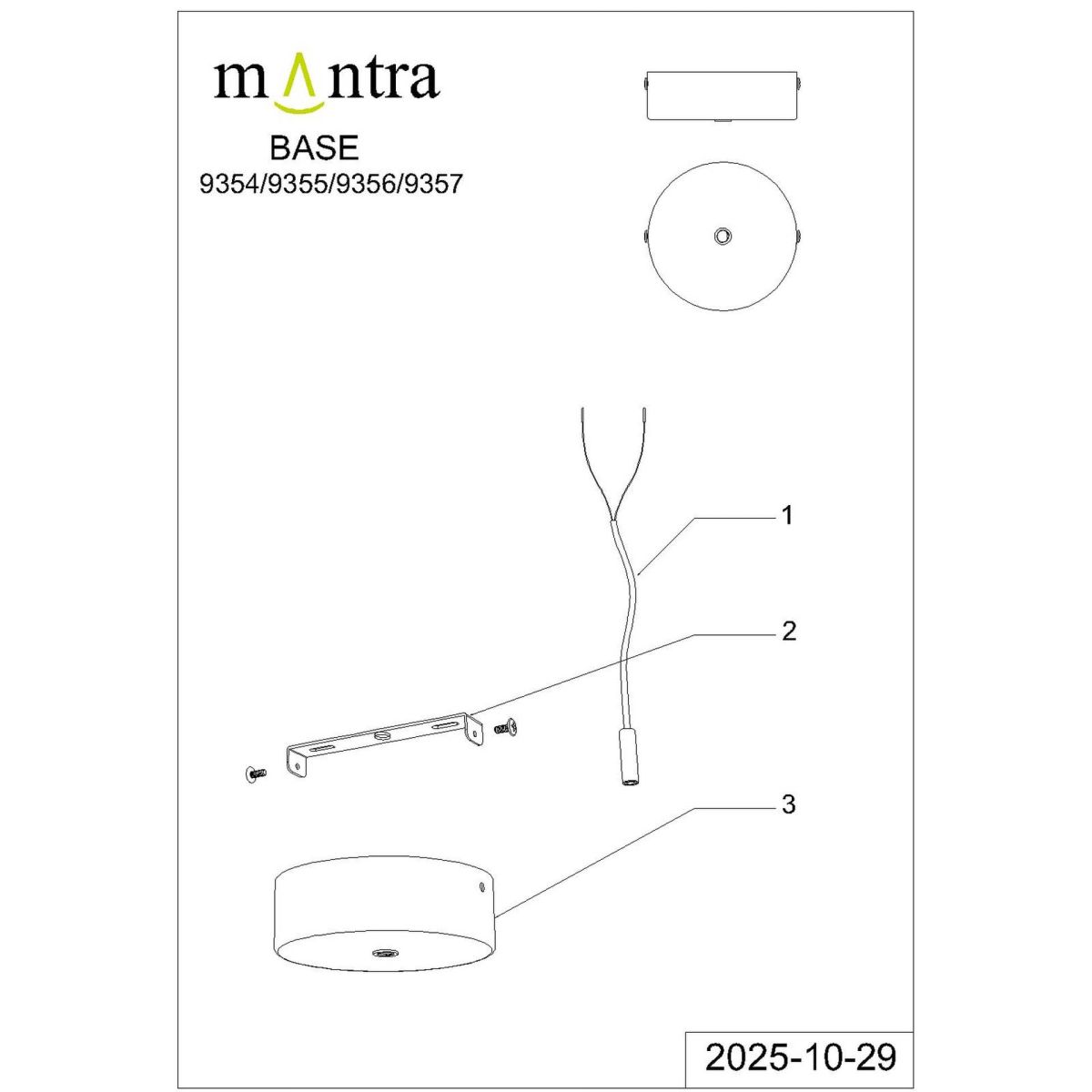 Основание потолочное 1L Mantra Modular Light Florones 9354