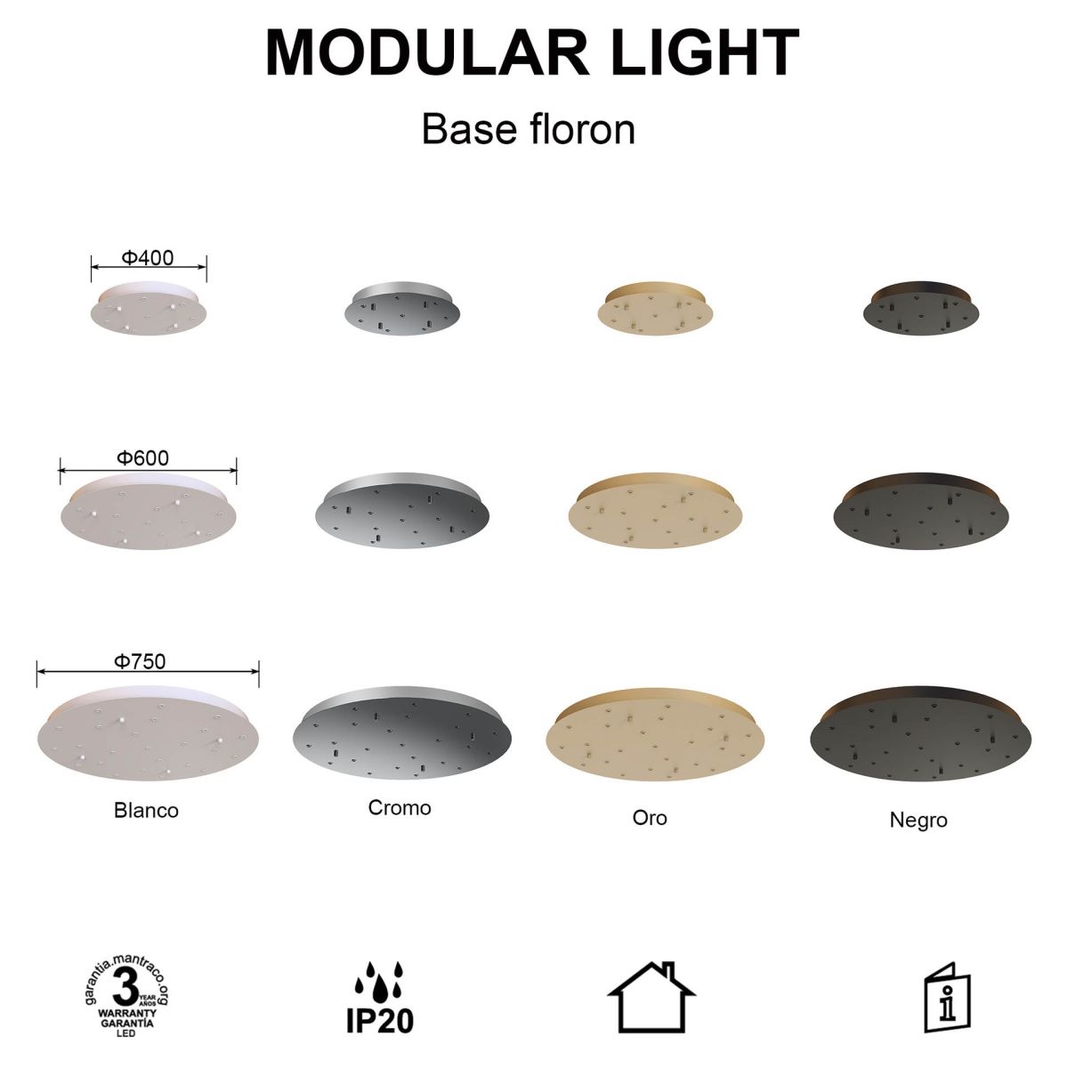 Основание потолочное 24L Mantra Modular Light Florones 9376