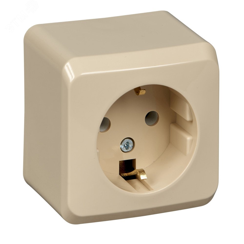 Розетка 1-ая с/з без шторок Systeme Electric Этюд наруж Крем PA16-003K