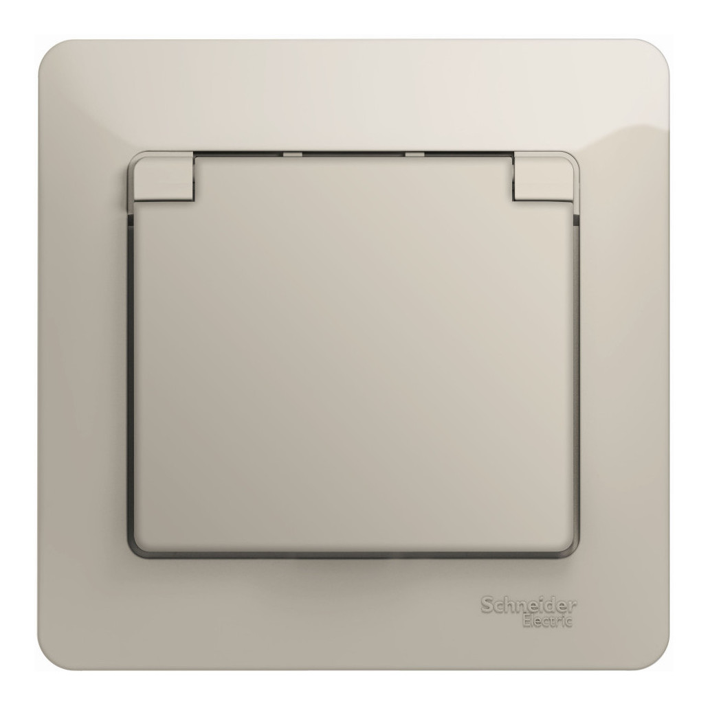 Розетка с/з со шторками с крышкой IP20 (в сборе) Systeme Electric Glossa Молочный GSL000946