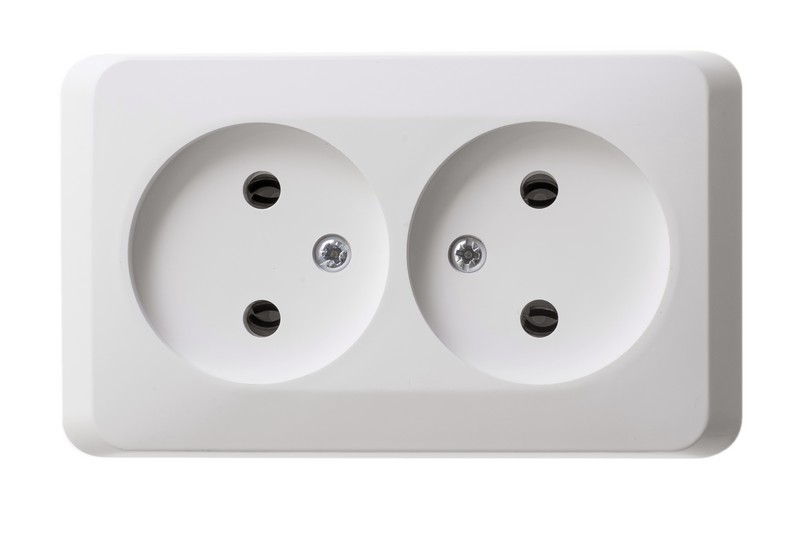 Розетка 2-ая бе з/з без шторок Systeme Electric Этюд наруж Бел PA16-005B