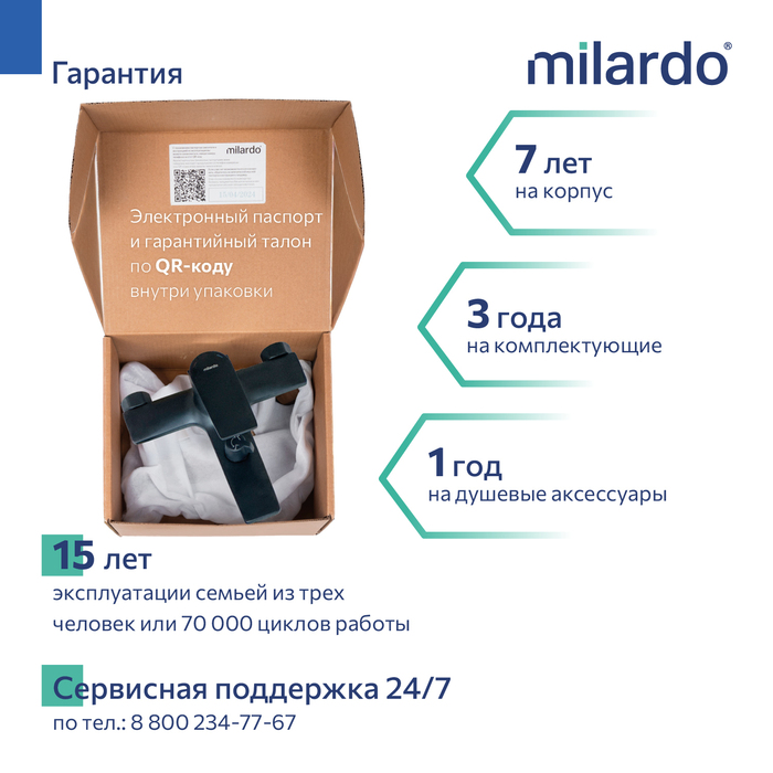Смеситель для ванны, черный матовый, Азур (Azure), Milardo, AZUBL00M02
