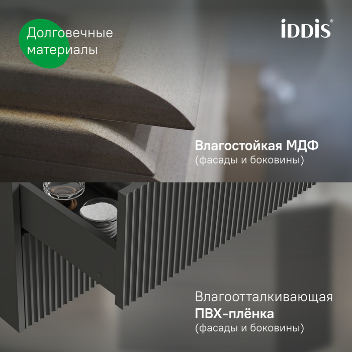 Тумба с умывальником подвесная, 100 см, темно-серый, Билд (Bild) 2.0, IDDIS, BIL10G1i95K подходит умыв. 4511000i28