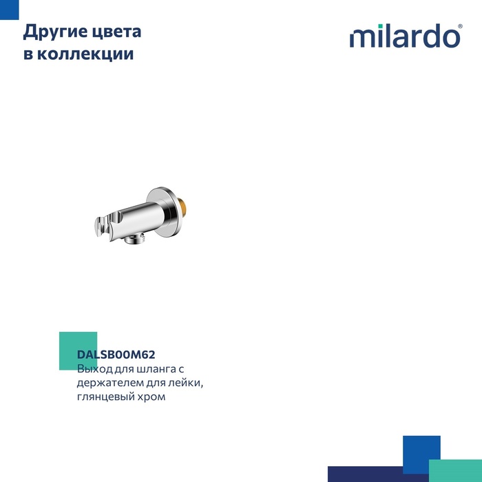 Выход для шланга с держателем для лейки, черный матовый, Дейл (Dale), Milardo, DALBL00M62