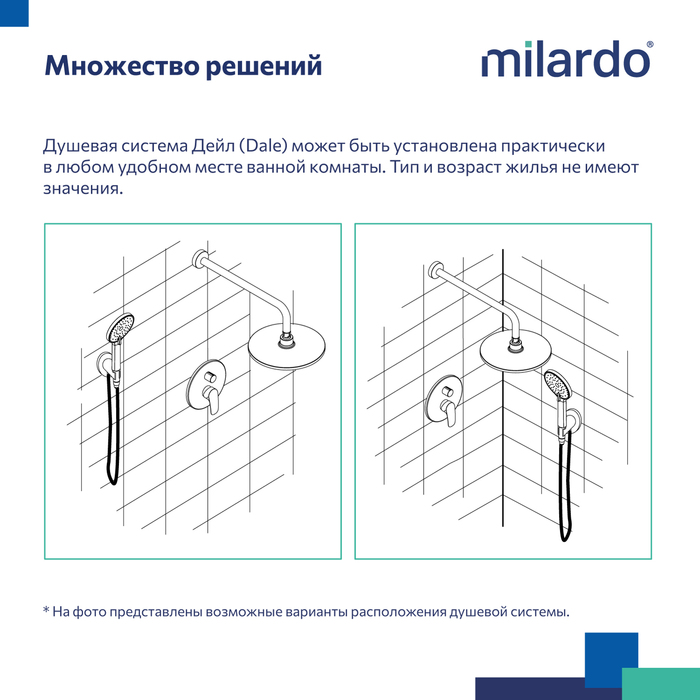 Душевая система скрытого монтажа с тропическим душем и ручным душем, черный матовый, Дейл (Dale), Milardo, DALBL02M67