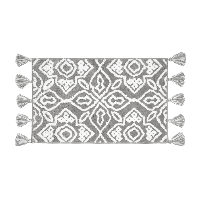 Коврик для ванной комнаты с кисточками, 50x80, микрофибра, серый, IDDIS, DT01P58i12