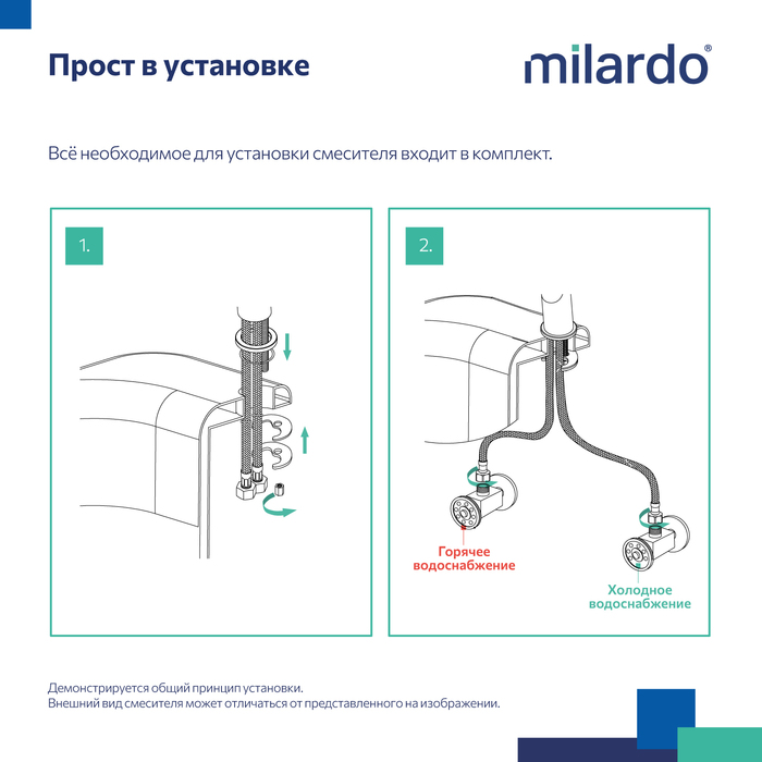 Смеситель для умывальника, Дуплекс (Duplex), Milardo, DUPSB00M01