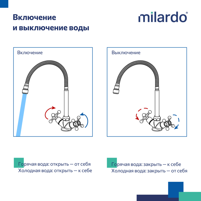 Смеситель для кухни с гибким изливом, Дуплекс (Duplex), Milardo, DUPSB0FM05
