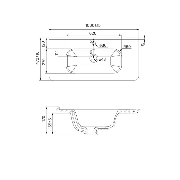 Тумба с умывальником, подвесная, 100 см, темно-серый, Эдифис (Edifice), IDDIS, EDI10D0i95K  подходит умыв. 0101000i28