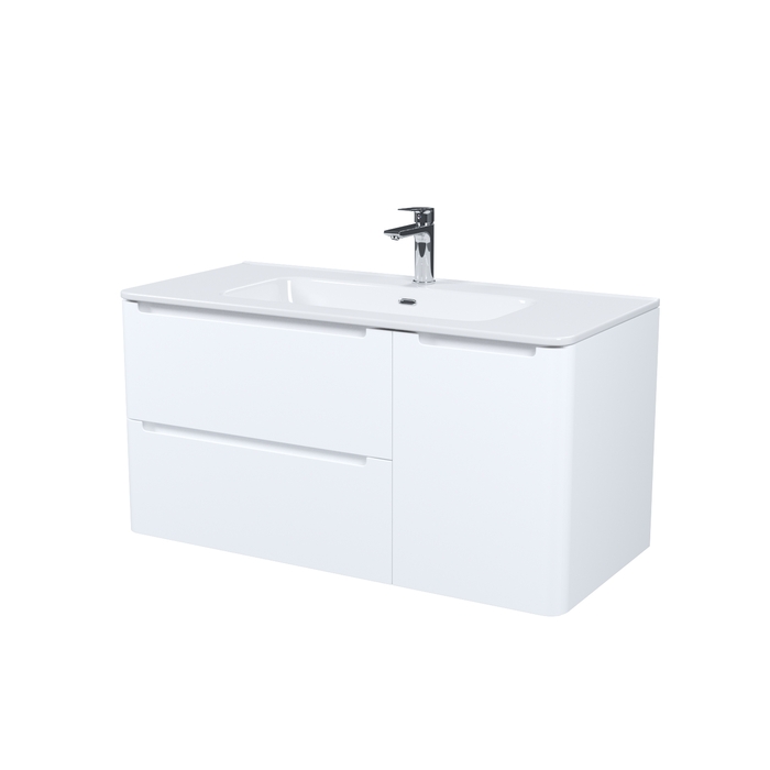Тумба с умывальником, подвесная, 100 см, белая, Эдифис (Edifice), IDDIS, EDI10W1i95K