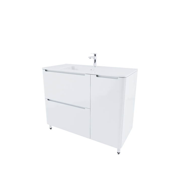 Тумба с умывальником, напольная, 100 см, белая, Эдифис (Edifice), IDDIS, EDI10WFi95K