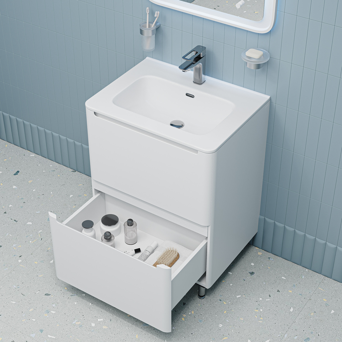 Тумба с умывальником, напольная, 60 см, белая, Эдифис (Edifice), IDDIS, EDI60WFi95K