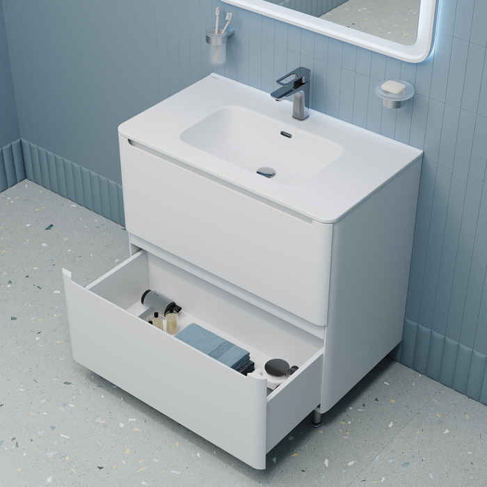 Тумба с умывальником, напольная, 80 см, белая, Эдифис (Edifice), IDDIS, EDI80WFi95K