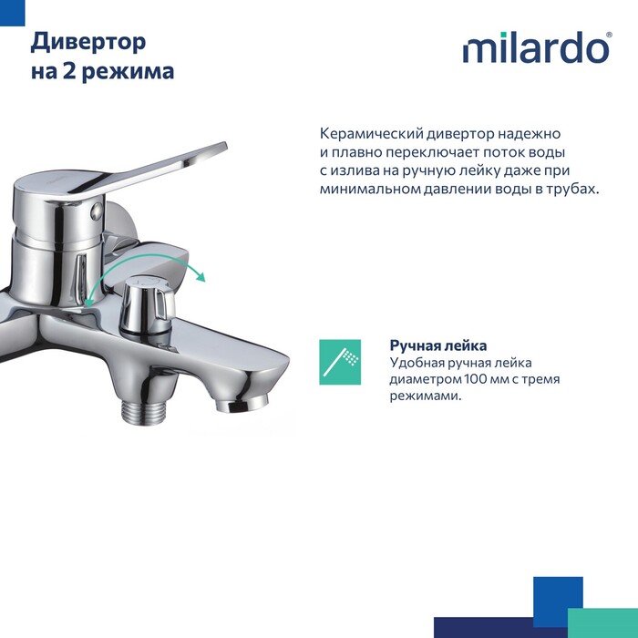 Смеситель для ванны, глянцевый хром, Энджой (Enjoy), Milardo, ENJSB00M02