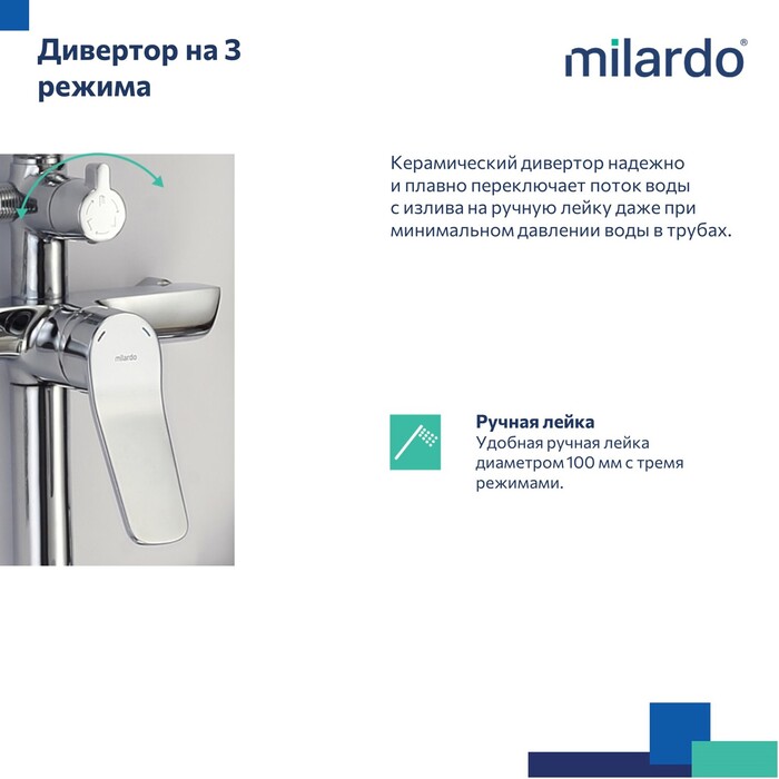 Душевая система с тропическим душем, хром глянцевый, Энджой (Enjoy), Milardo, ENJSB3FM06