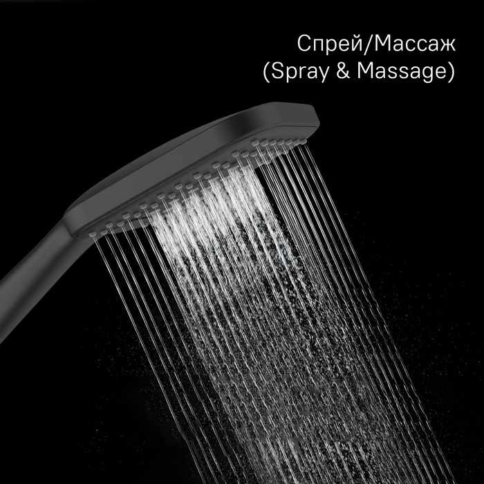 Лейка для душа, черная матовая, 3F, Идеал Спа (Ideal Spa), Milardo, ILS3FBSM18