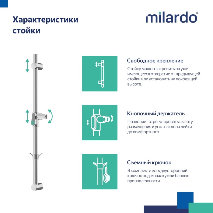 Стойка для душа, Идеал Спа (Ideal Spa), Milardo, ILS70C0M17