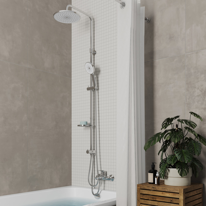 Душевой гарнитур с тропической лейкой, глянцевый хром, Идеал Спа (Ideal Spa), Milardo, ILSSB3FM76