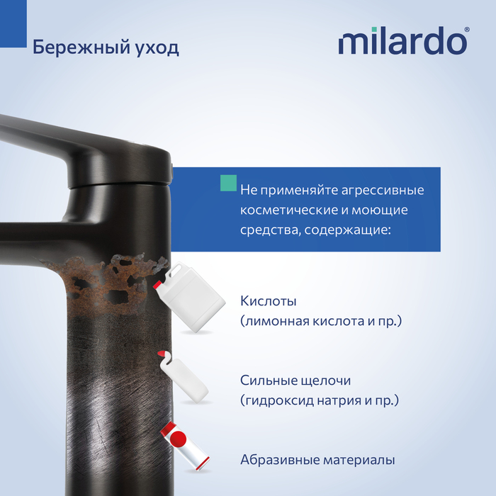 Cмеситель для настольного умывальника, графит, Лип (Leap), Milardo, LEAGM01M01