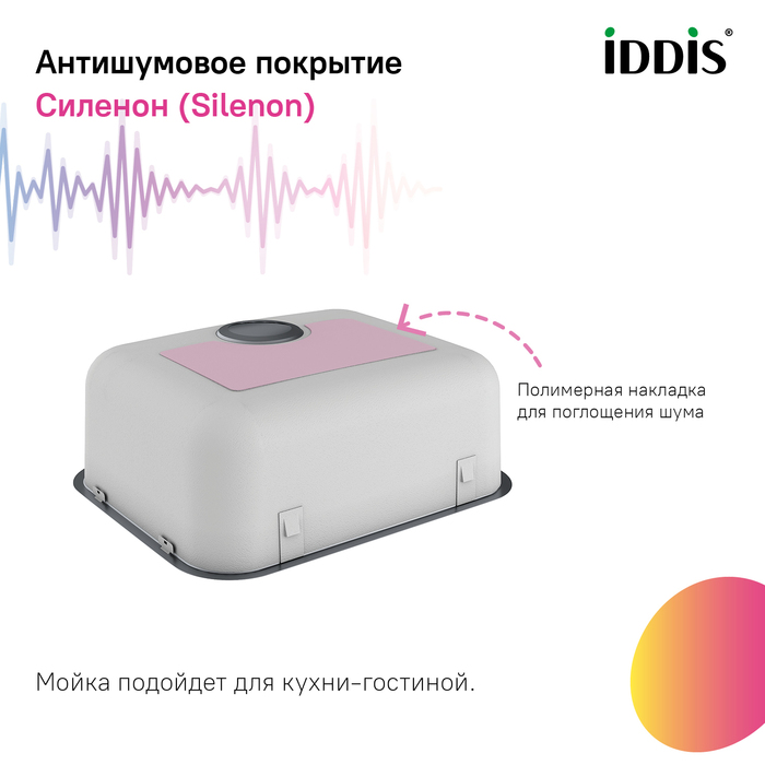 Мойка, нерж. сталь, графит, 446*446, Мейт (Mate), IDDIS, MAT44GMi77