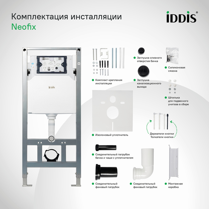 Инсталляция рамная для подвесного унитаза, Неофикс (Neofix), IDDIS, NEO0000I32