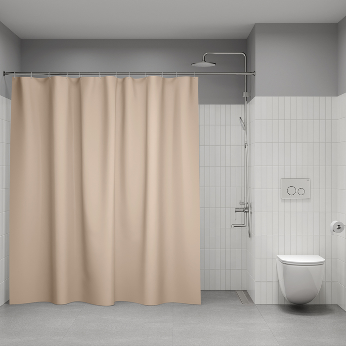 P01PE24i11, Штора для ванной, 200x240 см, полиэтилен (PE), бежевый, ID