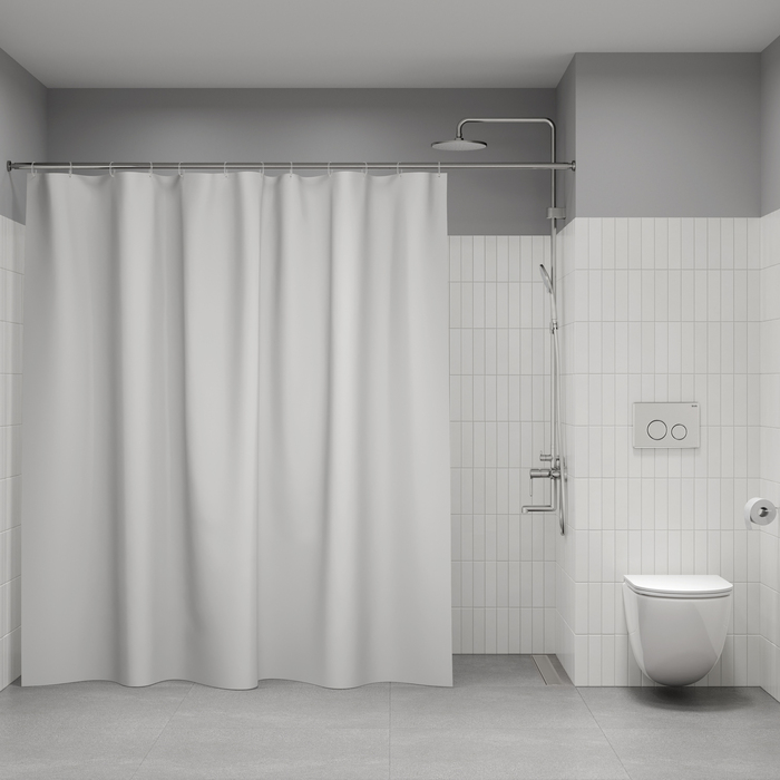 P02PE24i11, Штора для ванной, 200x240 см, полиэтилен (PE), белый, ID