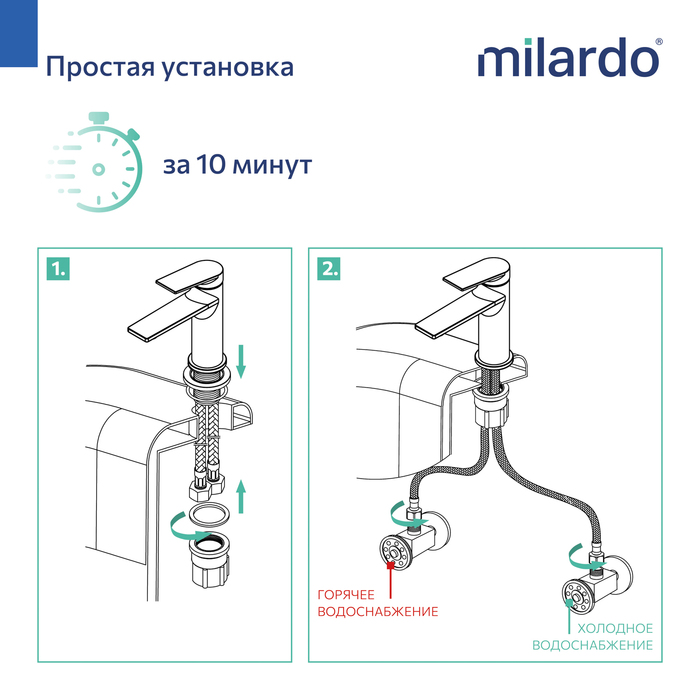 Смеситель для умывальника, черный матовый, Поли (Poli), Milardo, POLBL00M01