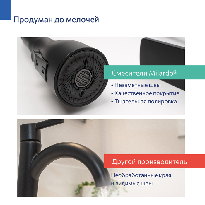 POLBL0FM05, Смеситель для кухни c гибким изливом, черный матовый, Поли (Poli), MI