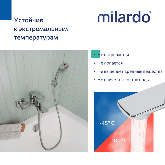 Смеситель для ванны,хром глянцевый, Поли (Poli), Milardo, POLSB00M02
