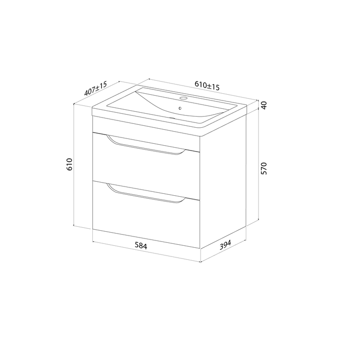 Тумба с умывальником, подвесная, 60 см, белый, Рэй (Ray), IDDIS, RAY60W0i95K подходит умыв. 4076000i28
