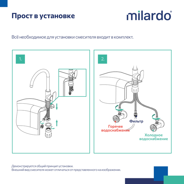 Смеситель для кухни с каналом для фильтрованной воды, черный матовый, Рора (Rora), Milardo, RORBLFJM05
