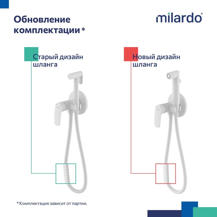 Встраиваемый смеситель с гигиеническим душем, белый матовый, Рора (Rora), Milardo, RORWTR0M08