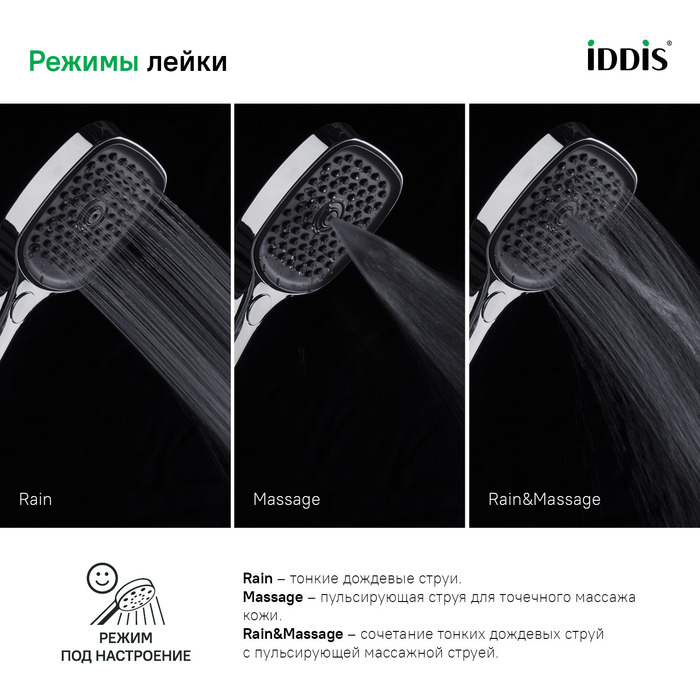Лейка для душа, хром, Слайд (Slide), IDDIS, SLI3F0Ci18