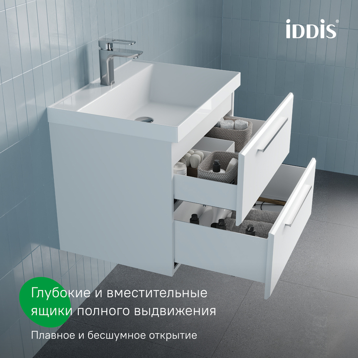 Тумба с умывальником, подвесная, 60 см, белый, Слайд Икс (Slide X), IDDIS, SLX60W0i95K подходит умыв. 4516000i28
