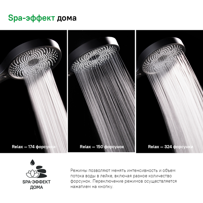 Лейка для душа, черная, СпаХоум (SpaHome), IDDIS, SPA3F0Bi18