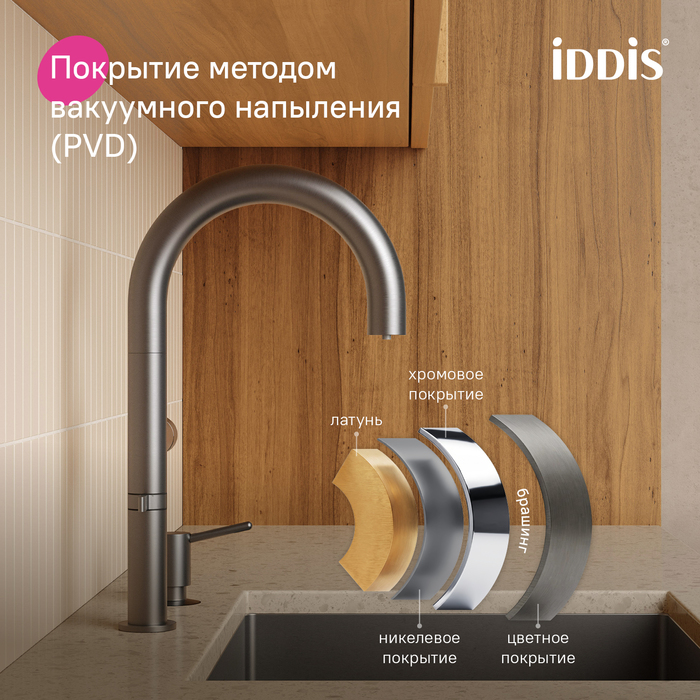 SPNGMCFi05,Смеситель для кухни с каналом для фильтрованной воды и круговым дивертором,графит,Спин (Spin),ID