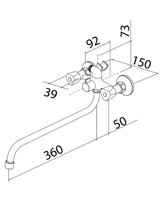 Смеситель для ванны с длинным изливом, Тринг (Tring), Milardo, TRISB02M10