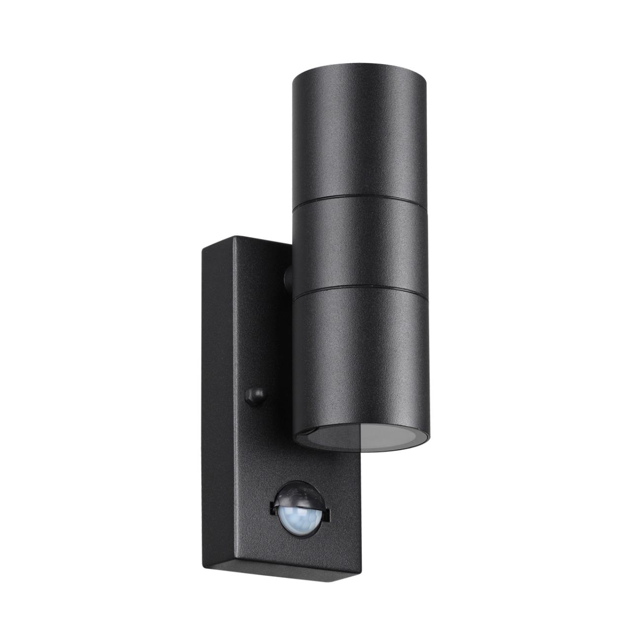 4389/2W HIGHTECH ODL23 000 черный/металл/пвх стойкий к УФ излучению Настенный светильник с датчиком движения IP44 LED GU10 14W MOTTO