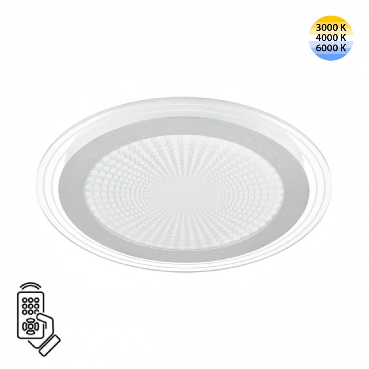 7739/80L MITRA LED SN 603 Светильник металл/акрил/белый/серебряный/прозрачный LED 80Вт 3000-6500К D480 IP20 пульт ДУ PROMISE