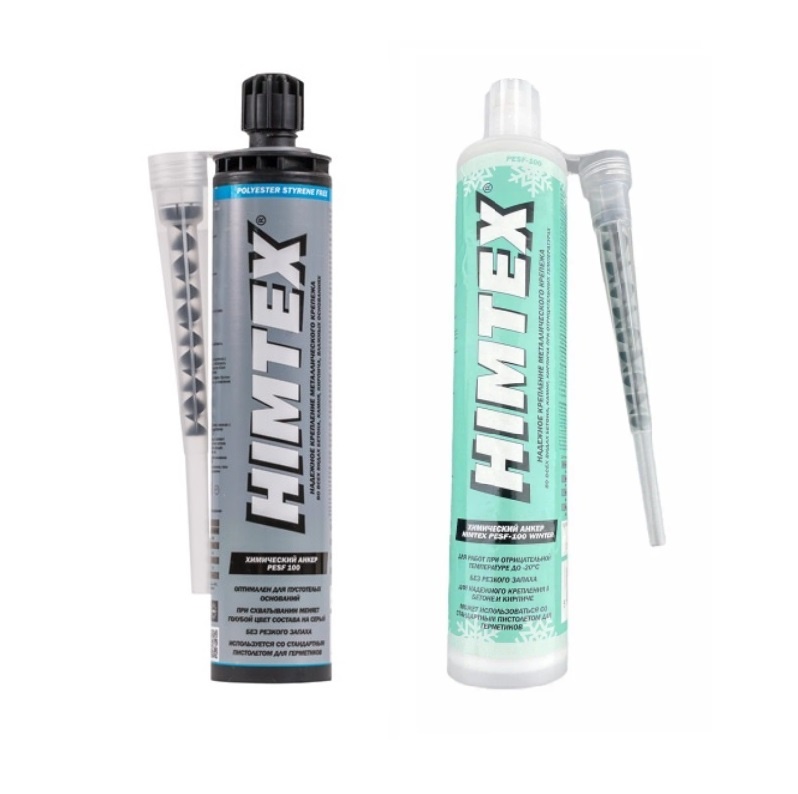 Химический анкер HIMTEX PESF-100 (300 ml, 410 ml) полиэстер для пустотелых оснований и бетона+1 насадка