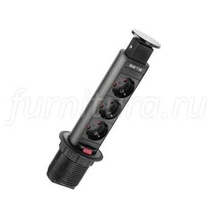 Удлинитель для офиса 3 гнезда Черный GTV SPO-3B100 